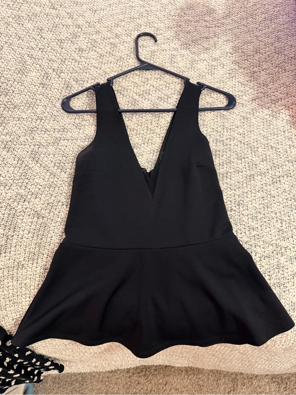 Express Black Peplum Tank Top with Deep V